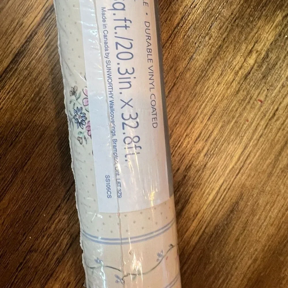 Wallpaper heart Blue Floral Prepasted 55.4 sqft New vintage flower sunworthy